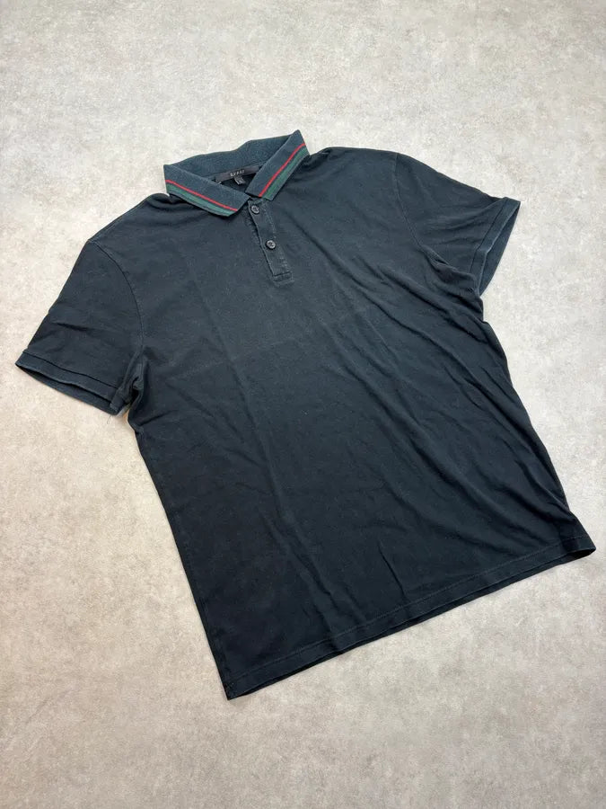 2010s Gucci Navy Striped Collar Polo Shirt iiuHTWo 3