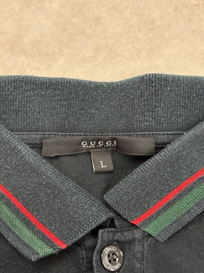 2010s Gucci Navy Striped Collar Polo Shirt iiuHTWo 9