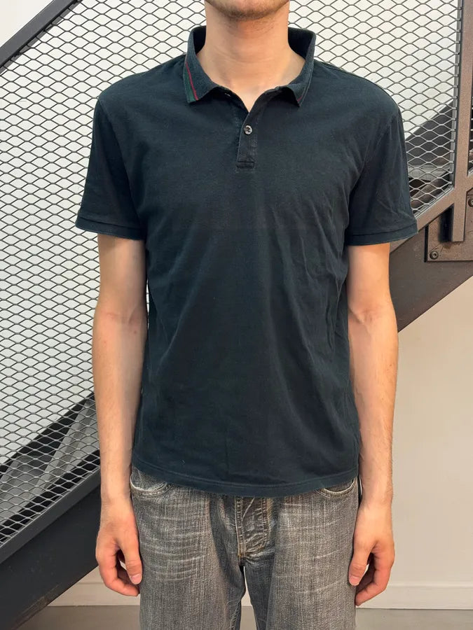 2010s Gucci Navy Striped Collar Polo Shirt iiuHTWo 1