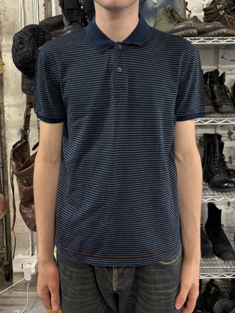 2000s Gucci Navy Striped Polo Shirt uIUNTds 2