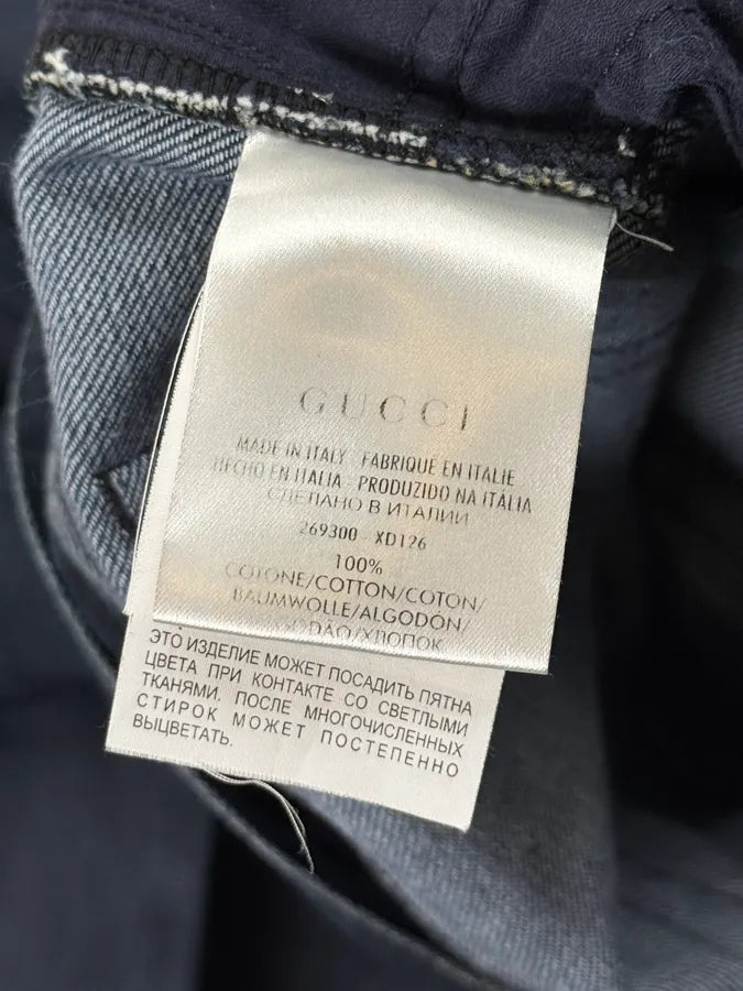 AW2015 Gucci Navy Waxed Denim Jeans JxioRSR 12