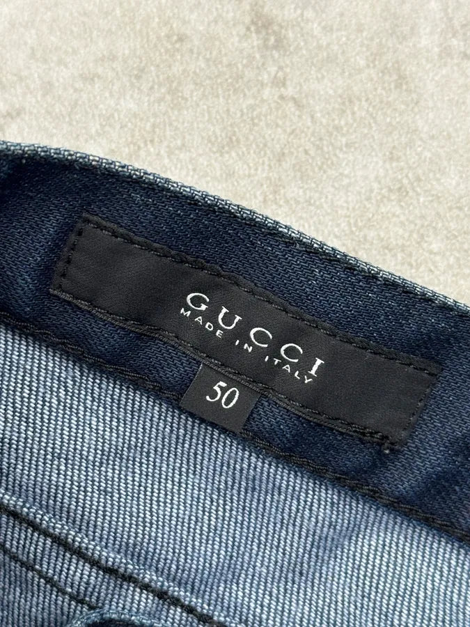 AW2015 Gucci Navy Waxed Denim Jeans JxioRSR 10