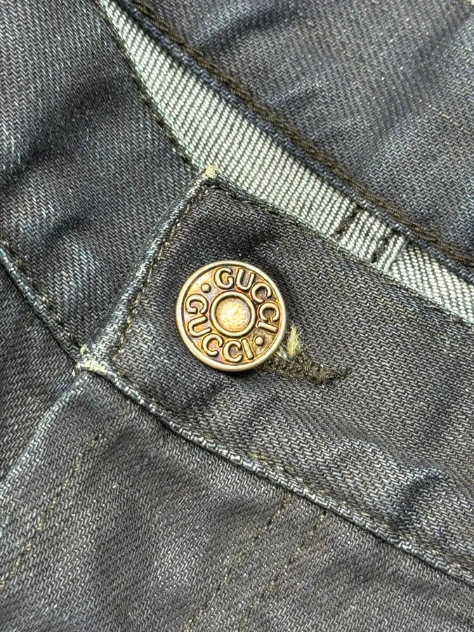 AW2015 Gucci Navy Waxed Denim Jeans JxioRSR 9