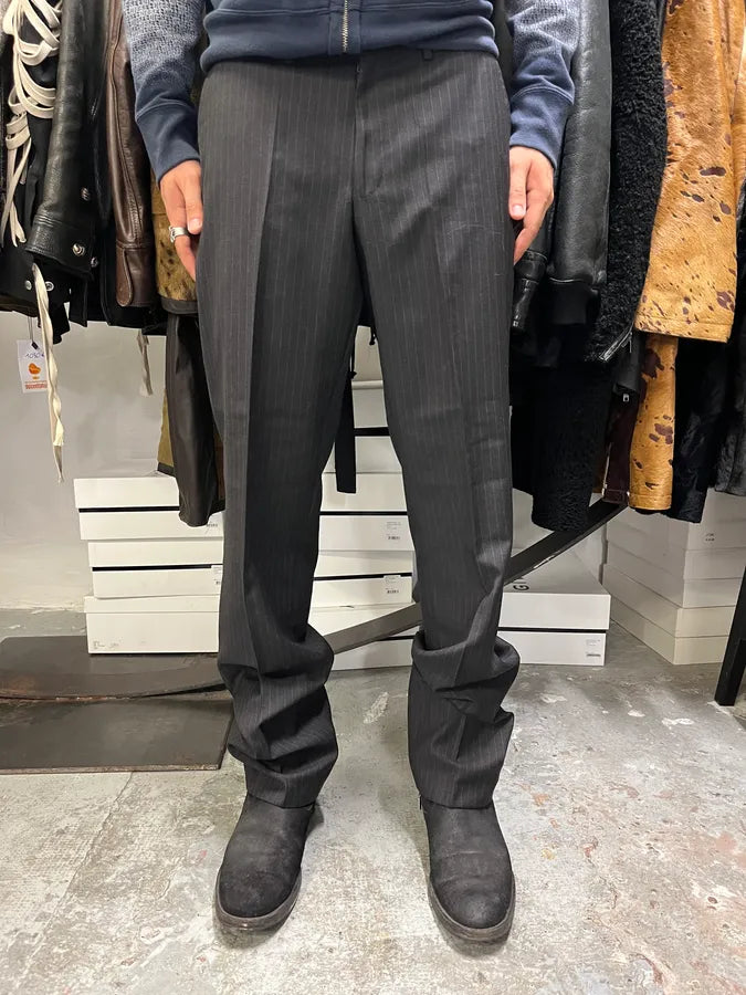 2000s Gucci Dark Grey Wool Striped Tailored Pants uJcnqWd 1