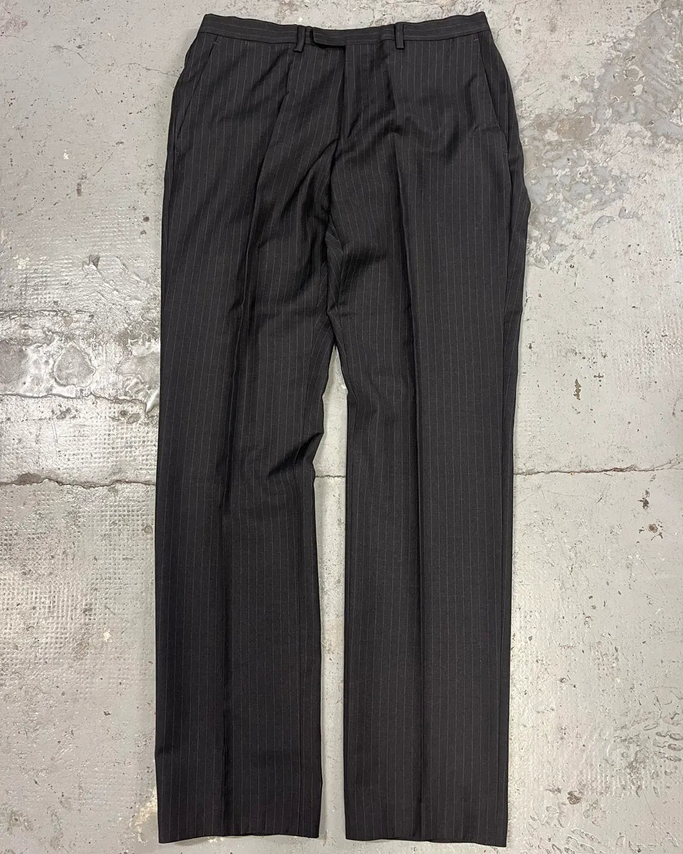 2000s Gucci Dark Grey Wool Striped Tailored Pants uJcnqWd 0