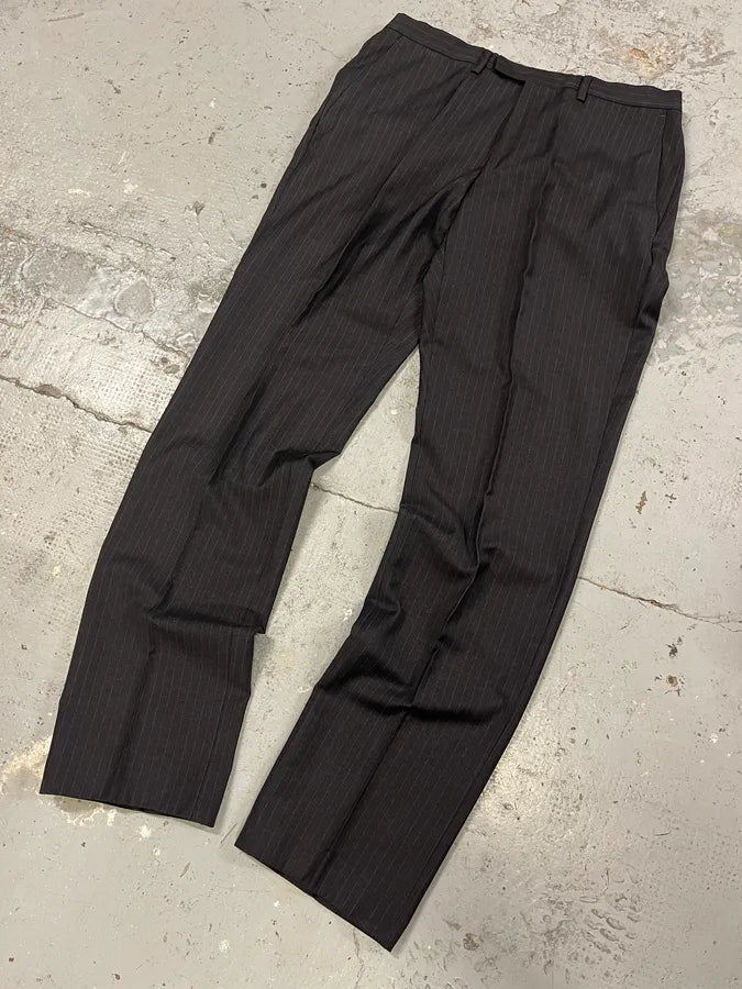 2000s Gucci Dark Grey Wool Striped Tailored Pants uJcnqWd 4