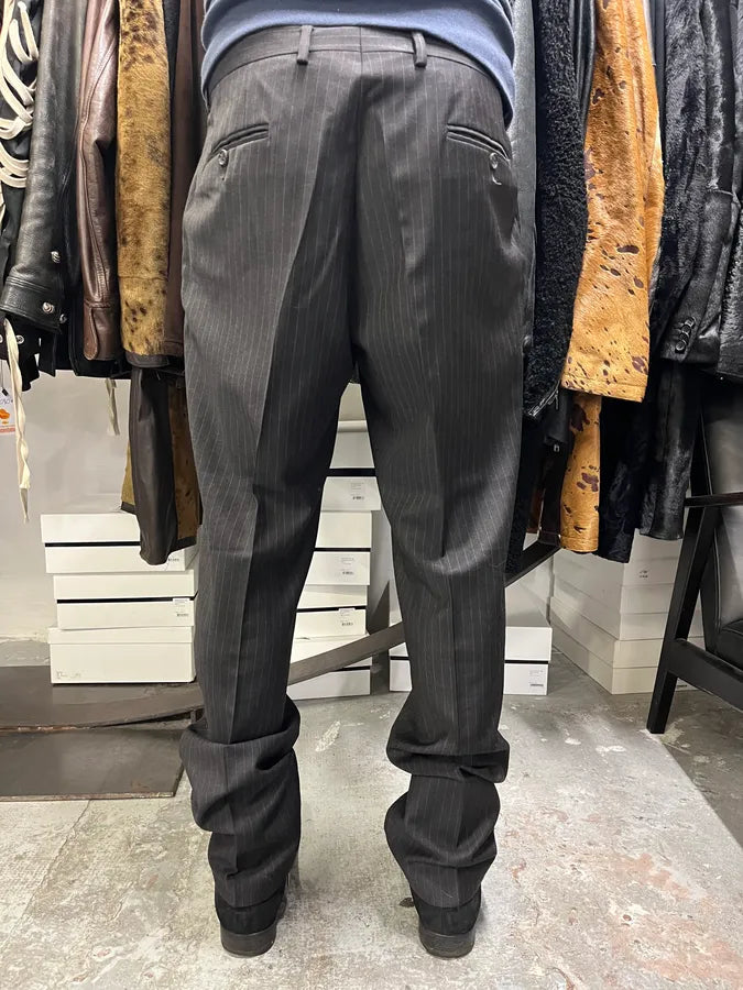 2000s Gucci Dark Grey Wool Striped Tailored Pants uJcnqWd 3