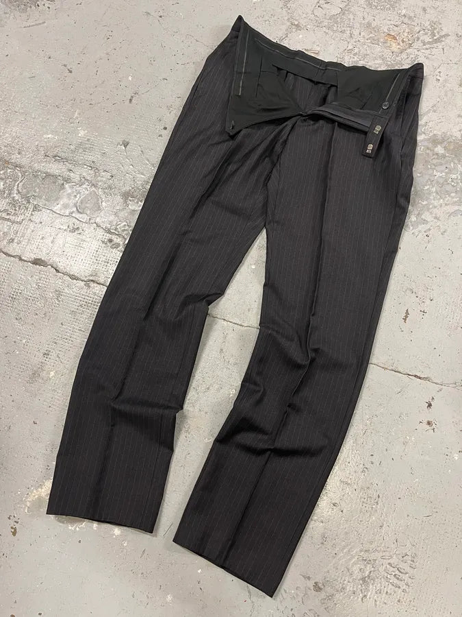 2000s Gucci Dark Grey Wool Striped Tailored Pants uJcnqWd 5