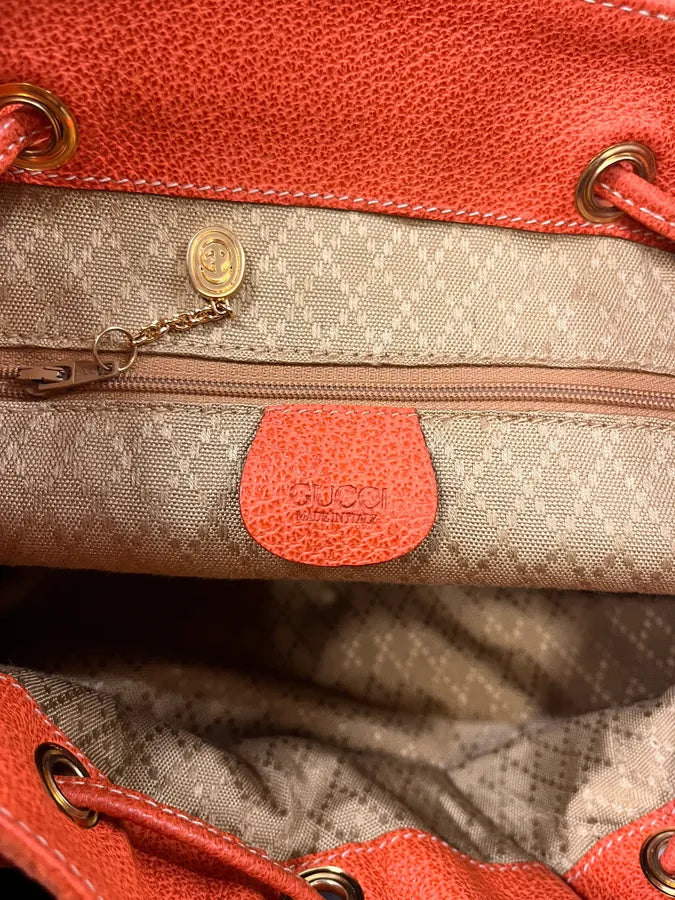 2000s Gucci Orange Leather Bamboo Backpack LYvlhkK 7