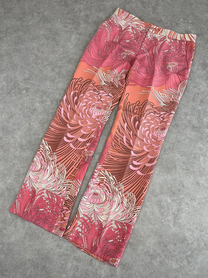 2000s Gucci Pink Flower Spiral Tailored Pants GMCtUjJ 4