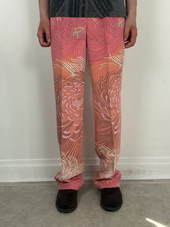 2000s Gucci Pink Flower Spiral Tailored Pants GMCtUjJ 1
