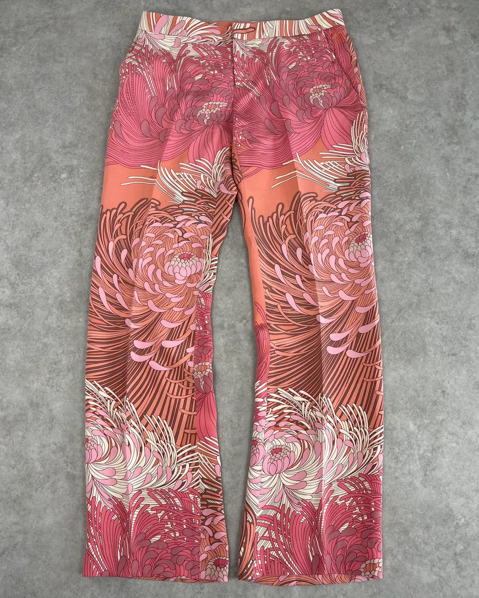 2000s Gucci Pink Flower Spiral Tailored Pants GMCtUjJ 0
