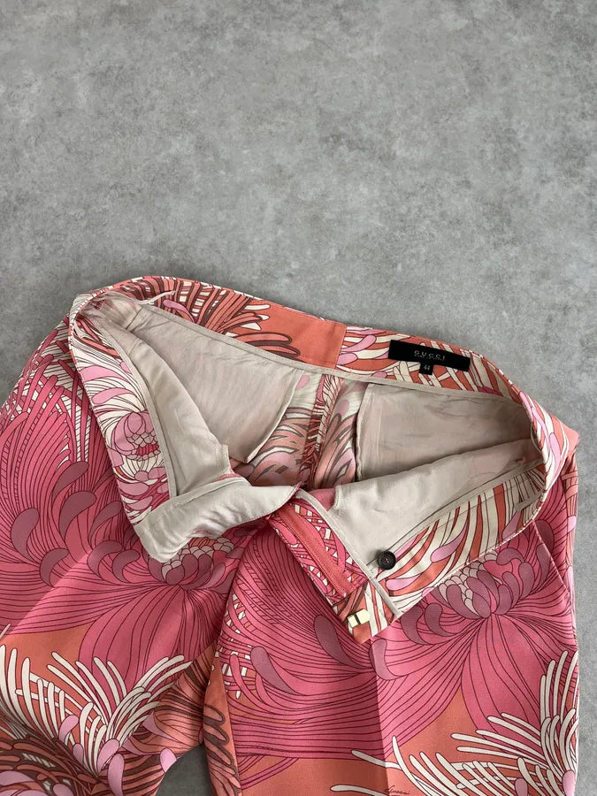 2000s Gucci Pink Flower Spiral Tailored Pants GMCtUjJ 9