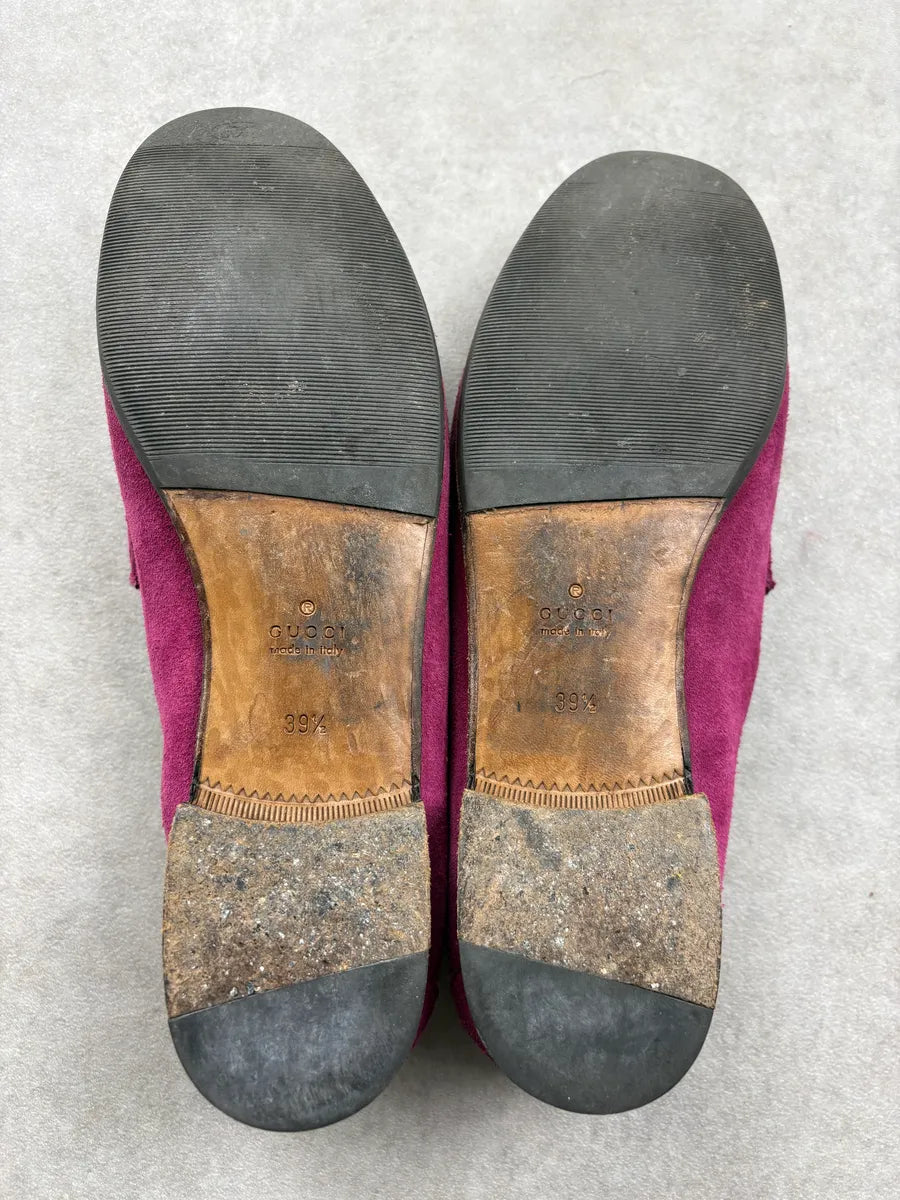 2000s Gucci Pink Suede Leather Horsebit Loafers AwRjMJI 7