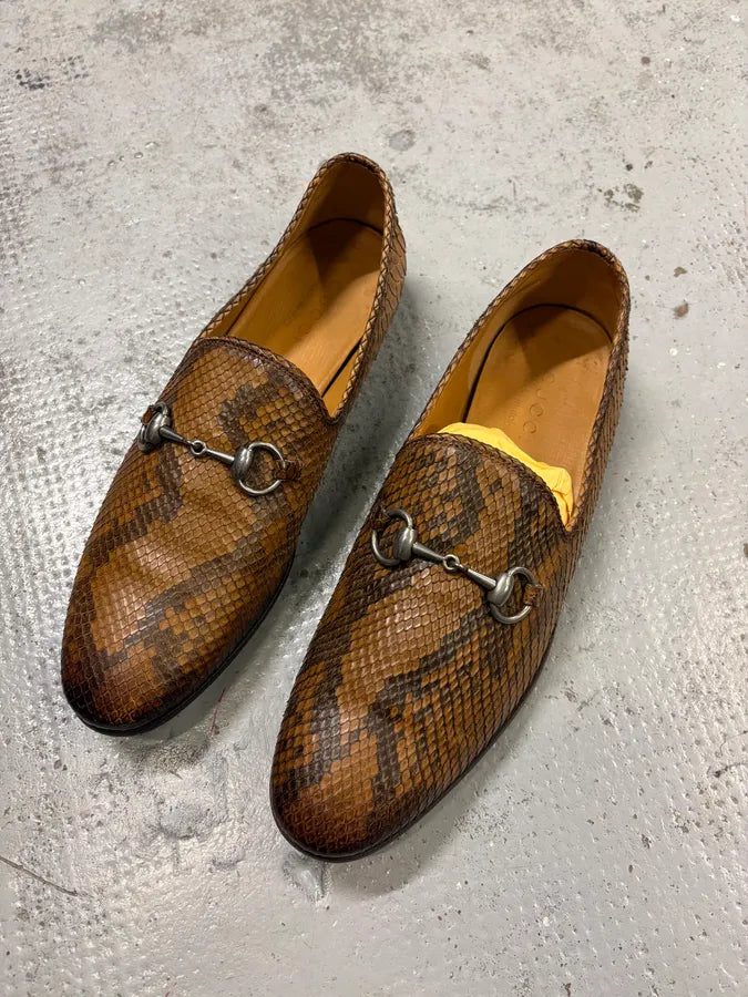 2000s Gucci Classy Python Leather Loafers ZNyayKW 2