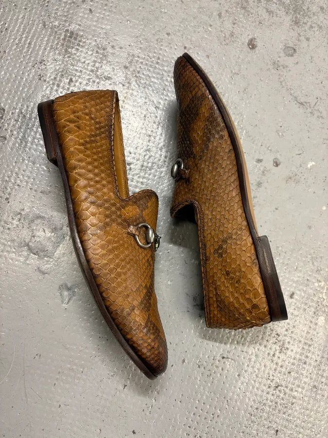 2000s Gucci Classy Python Leather Loafers ZNyayKW 5