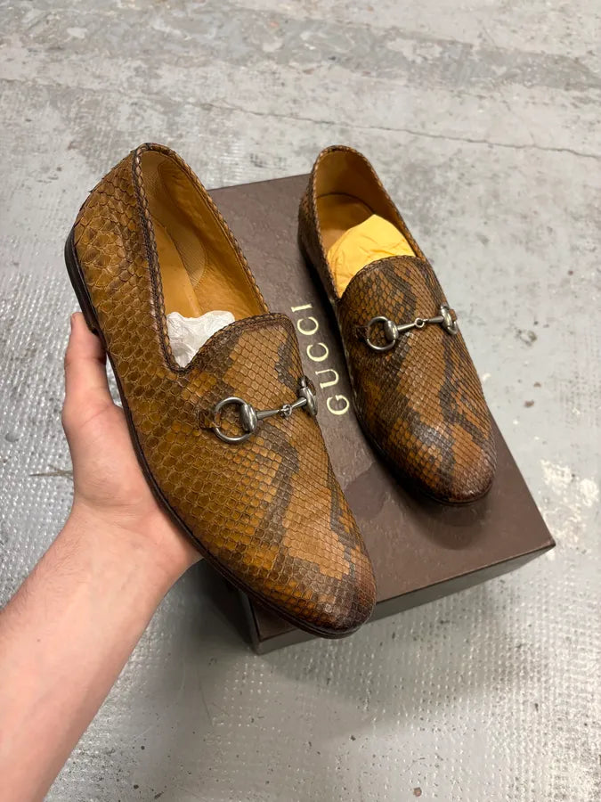 2000s Gucci Classy Python Leather Loafers ZNyayKW 0