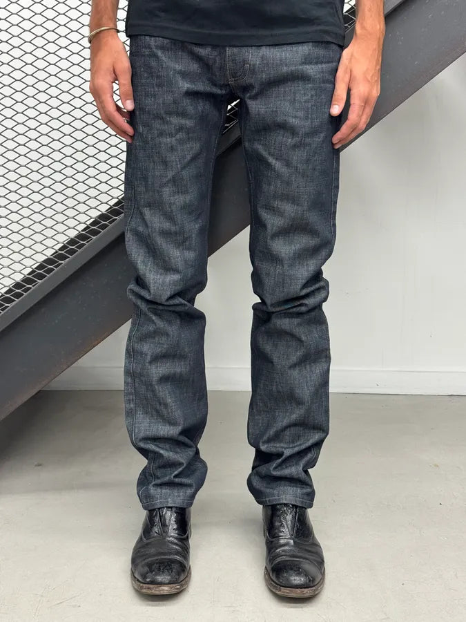 AW2001 Gucci Raw Navy Denim Straight Leg Jeans by Tom Ford KeYIMpv 0