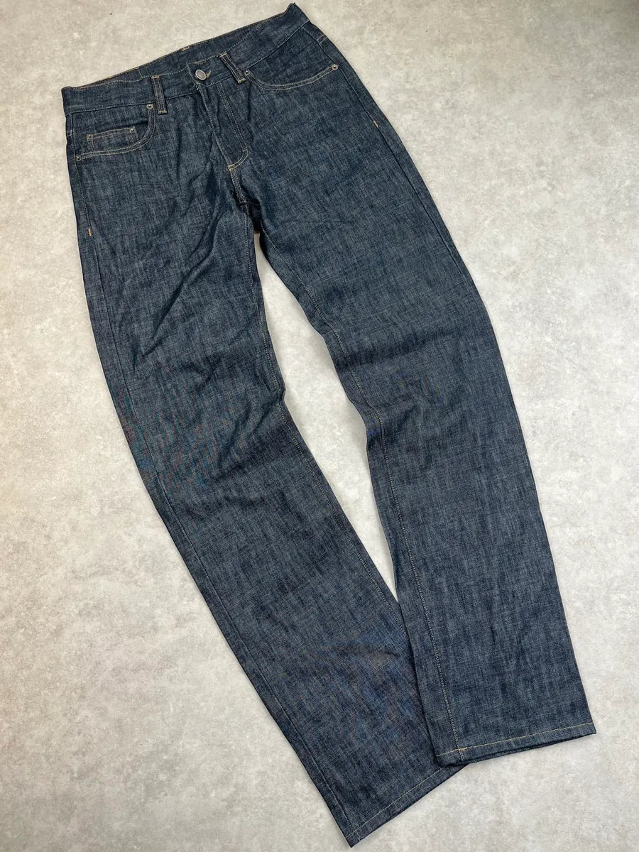 AW2001 Gucci Raw Navy Denim Straight Leg Jeans by Tom Ford KeYIMpv 4