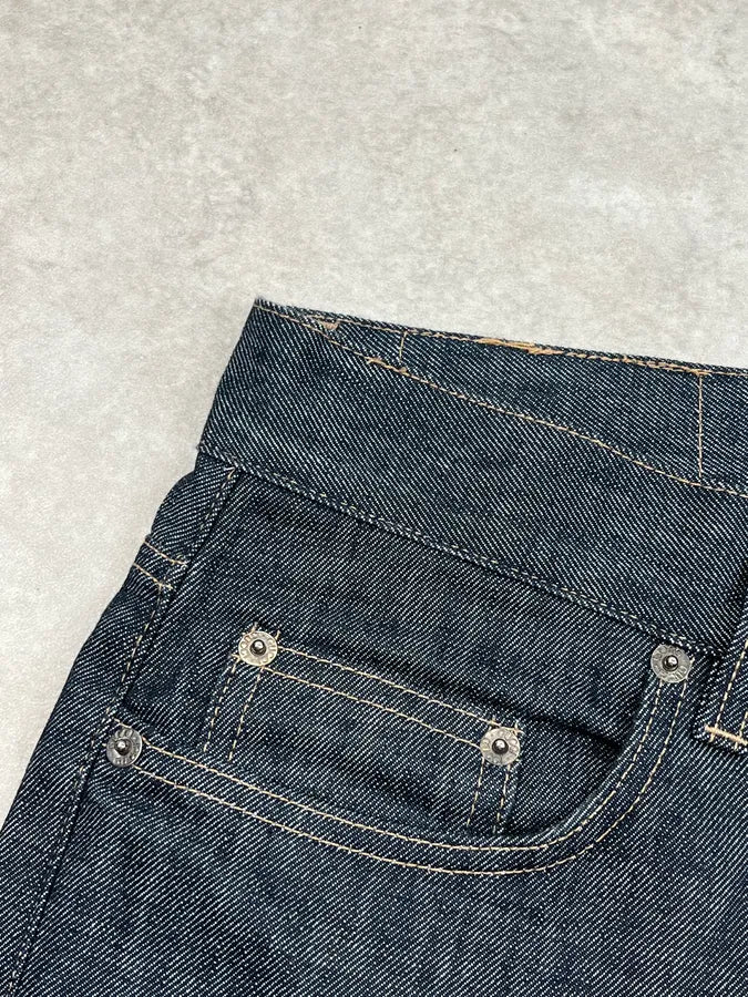 AW2001 Gucci Raw Navy Denim Straight Leg Jeans by Tom Ford KeYIMpv 11