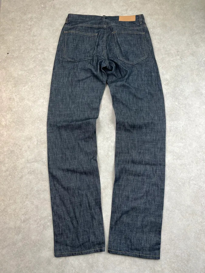 AW2001 Gucci Raw Navy Denim Straight Leg Jeans by Tom Ford KeYIMpv 6