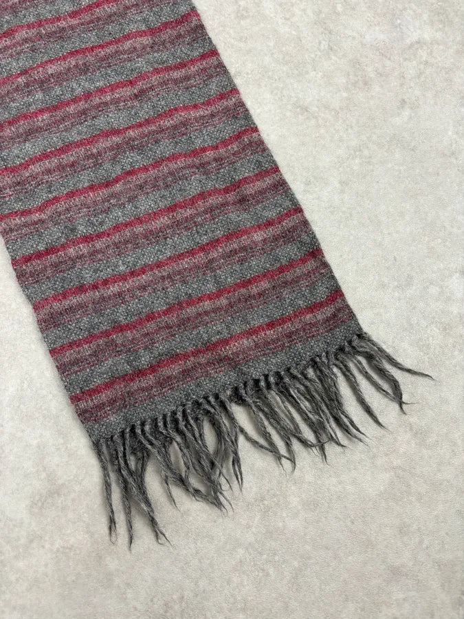 2000s Gucci Red & Grey Striped Wool Scarf TwbePfz 3