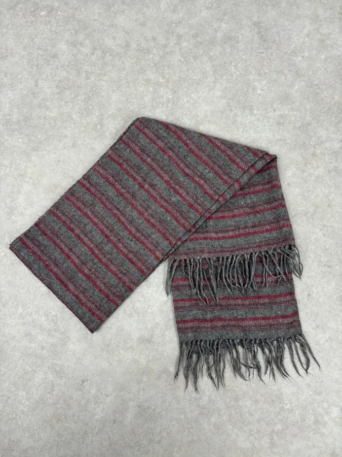 2000s Gucci Red & Grey Striped Wool Scarf TwbePfz 7