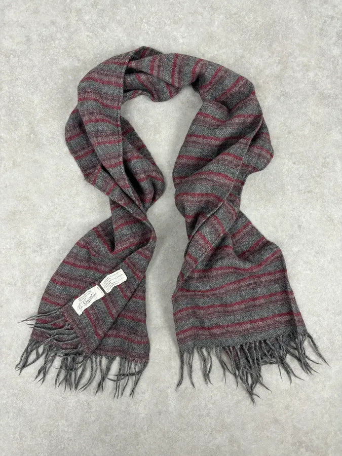2000s Gucci Red & Grey Striped Wool Scarf TwbePfz 1