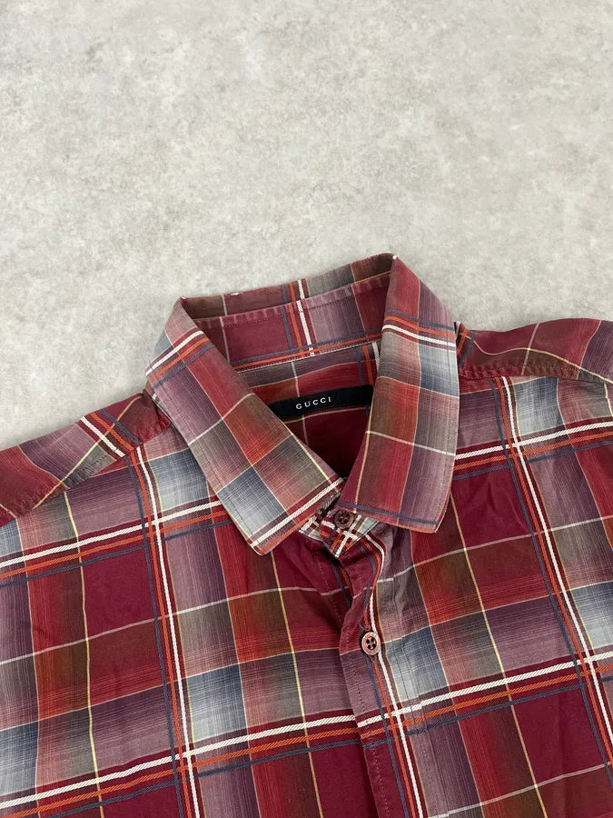 2000s Gucci Red Checkered Canadian Shirt NpThTpx 4