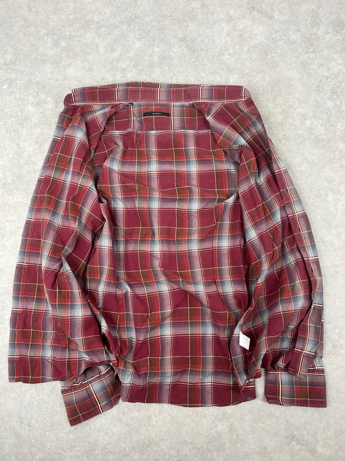 2000s Gucci Red Checkered Canadian Shirt NpThTpx 8
