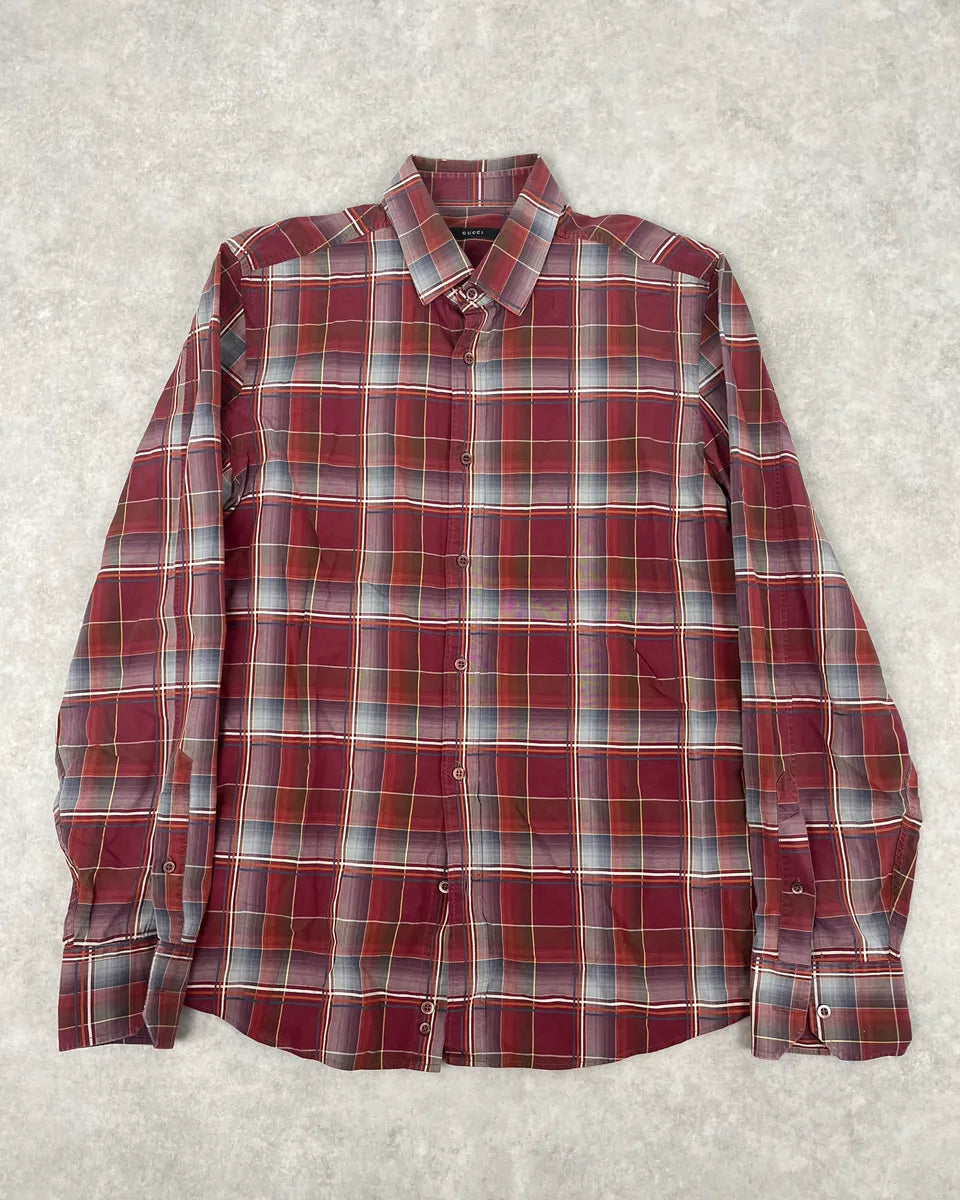 2000s Gucci Red Checkered Canadian Shirt NpThTpx 0