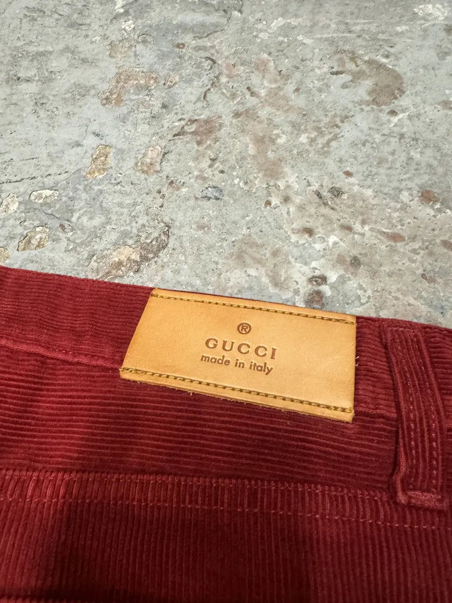 2000s Gucci Red Cozy Large Corduroy Pants zlyiRTh 5