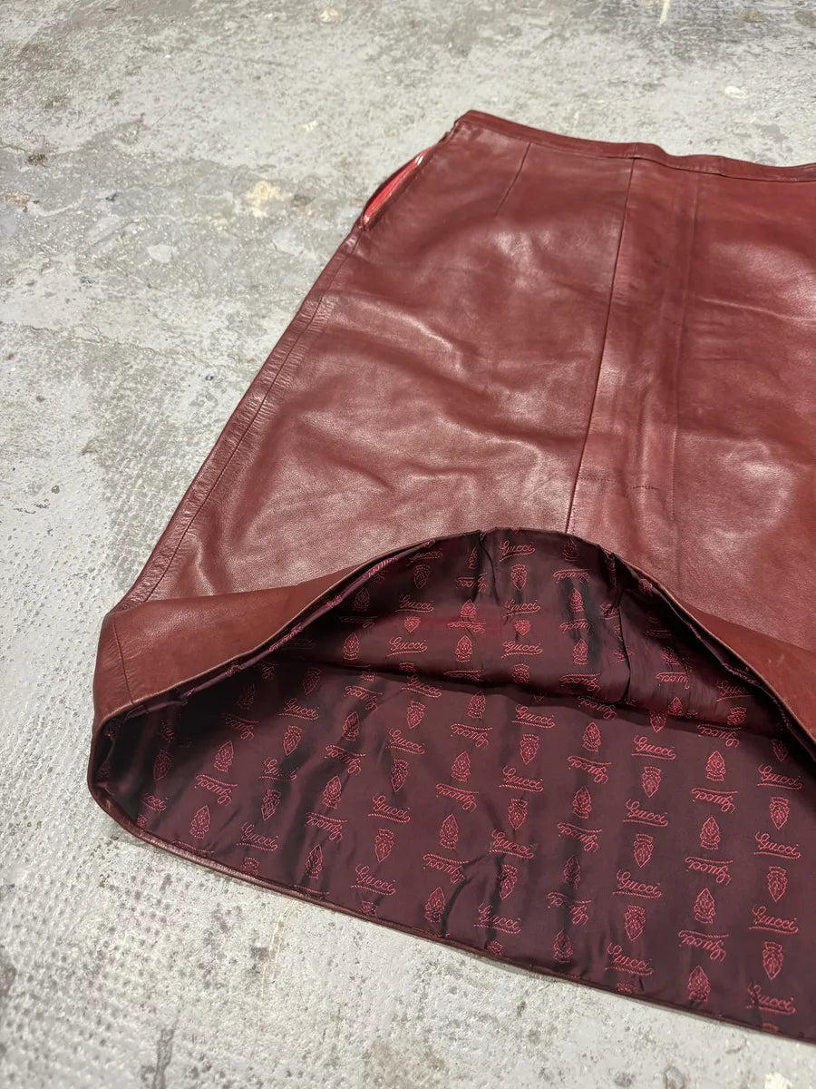 2000s Gucci Red Leather Glamour Skirt HWIGUfR 3
