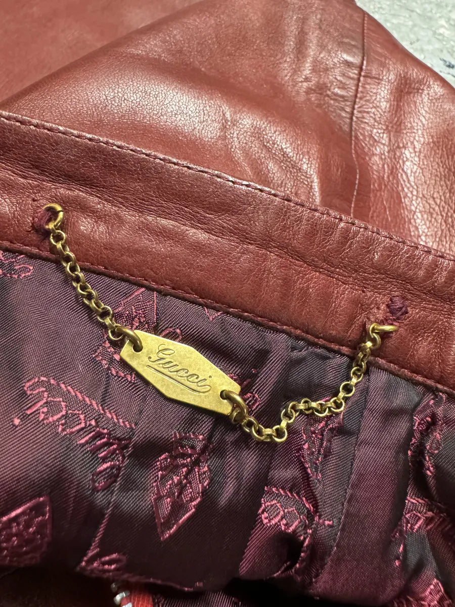 2000s Gucci Red Leather Glamour Skirt HWIGUfR 5