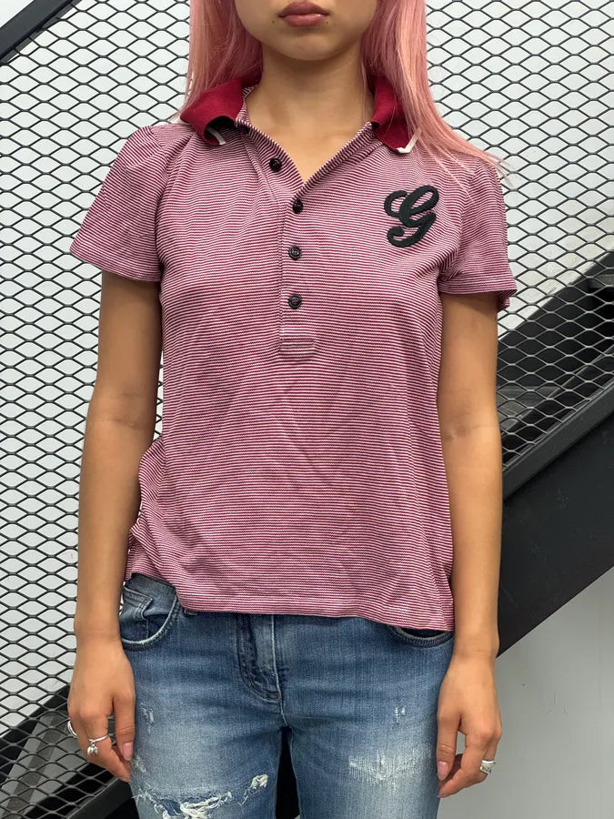 SS2008 Gucci Red & White Striped Logo Polo by Frida Giannini TDXLcbN 1