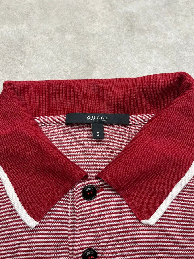 SS2008 Gucci Red & White Striped Logo Polo by Frida Giannini TDXLcbN 4
