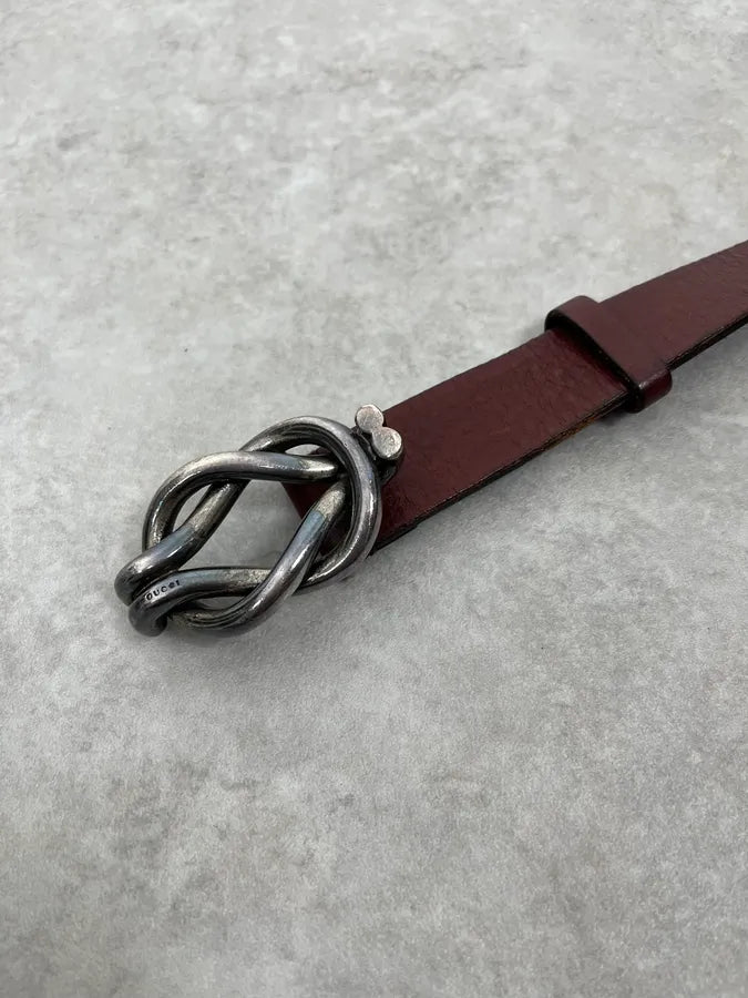 2000s Gucci Signature Brown Leather Belt KIbFyPj 4