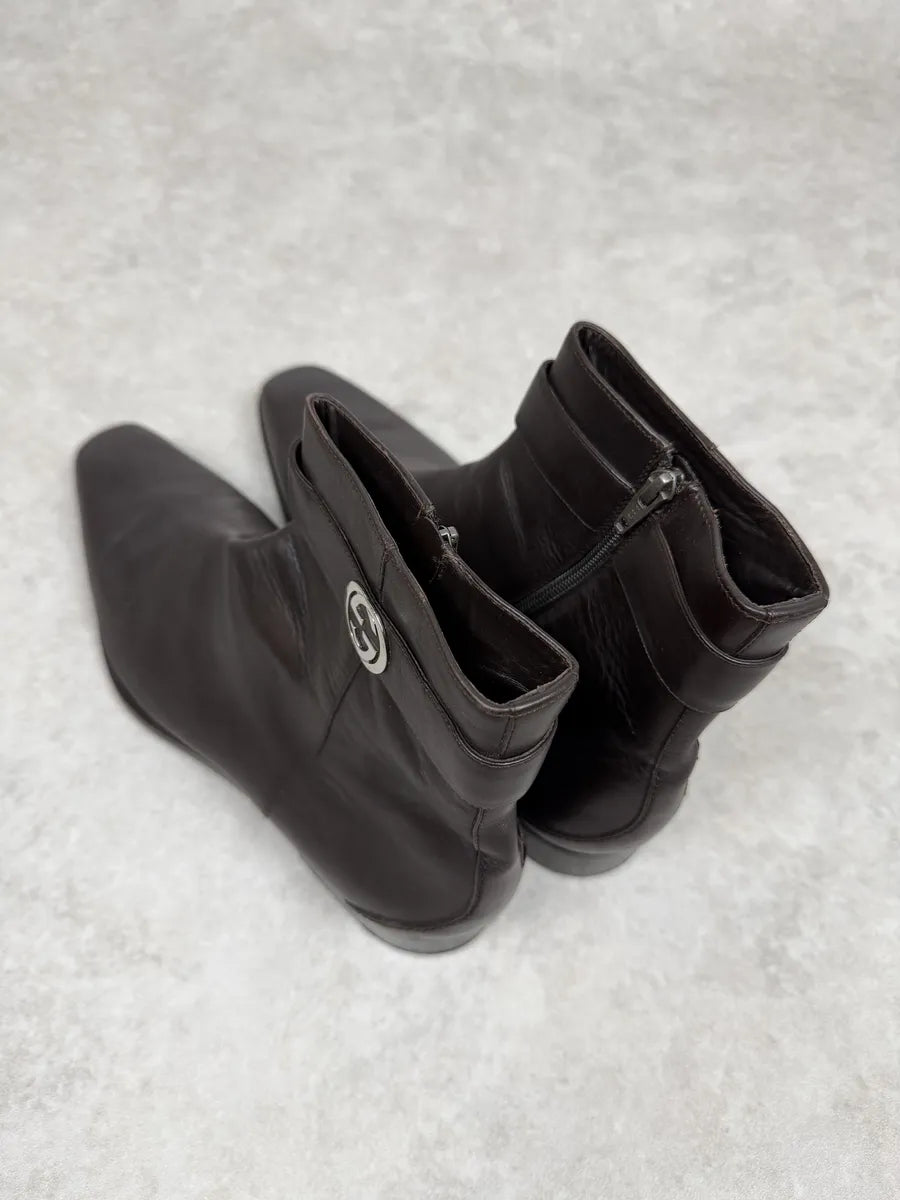 2000s Gucci Signature Brown Leather Boots rtNoGnH 5