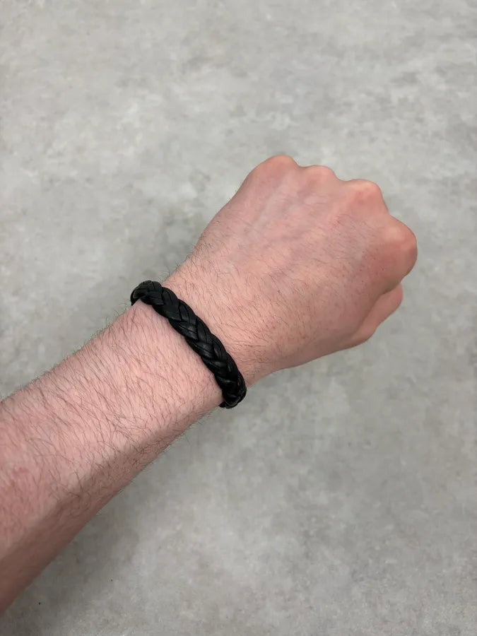 2000s Gucci Silver & Leather Woven Bracelet TgcOcIv 0