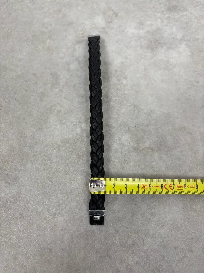 2000s Gucci Silver & Leather Woven Bracelet TgcOcIv 7