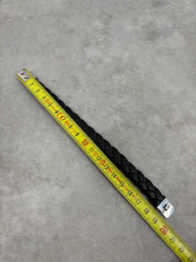 2000s Gucci Silver & Leather Woven Bracelet TgcOcIv 6