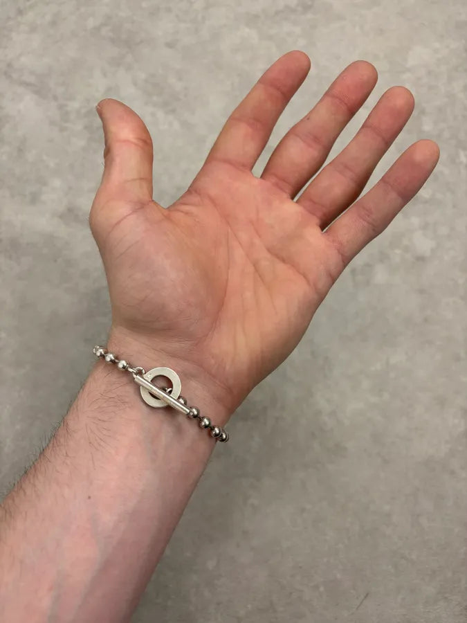 2000s Gucci Silver Beaded Anchor Chain Bracelet NmVuyaS 3
