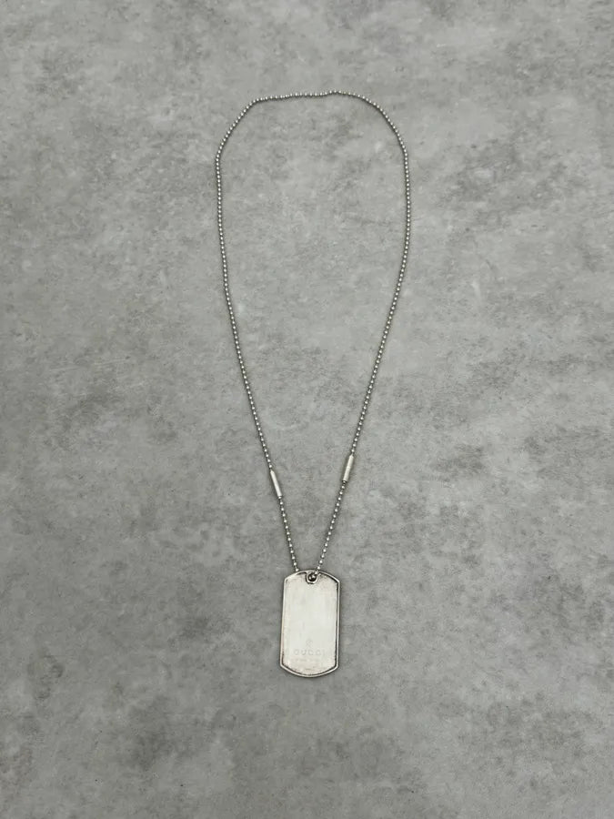 2000s Gucci Silver Dog Tag Ball Chain Necklace rPQLBmP 3