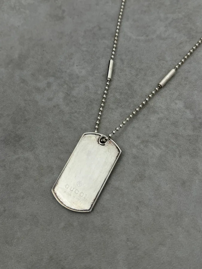 2000s Gucci Silver Dog Tag Ball Chain Necklace rPQLBmP 4