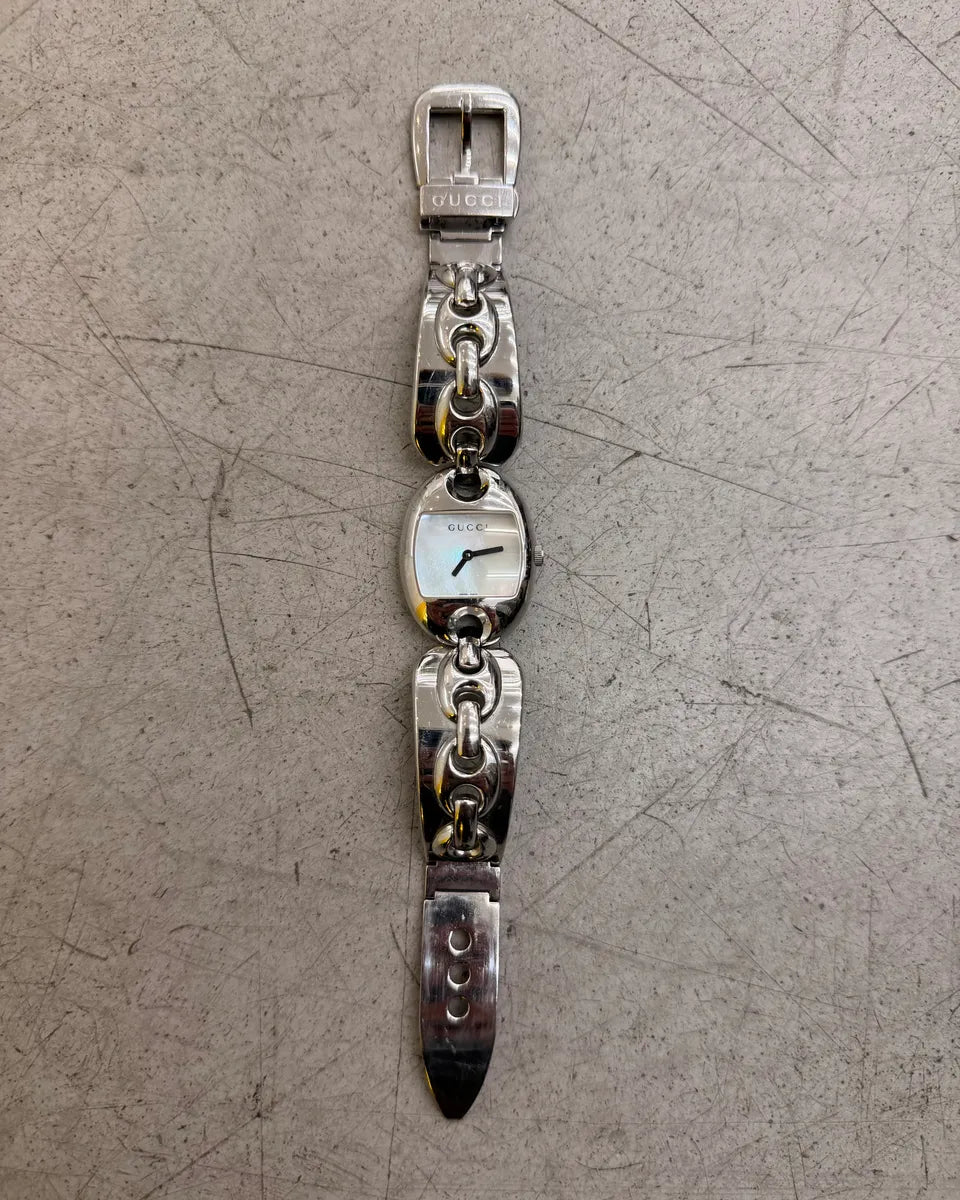 2000s Gucci Silver Stainless Steel Chain Link Watch XRWYyef 0