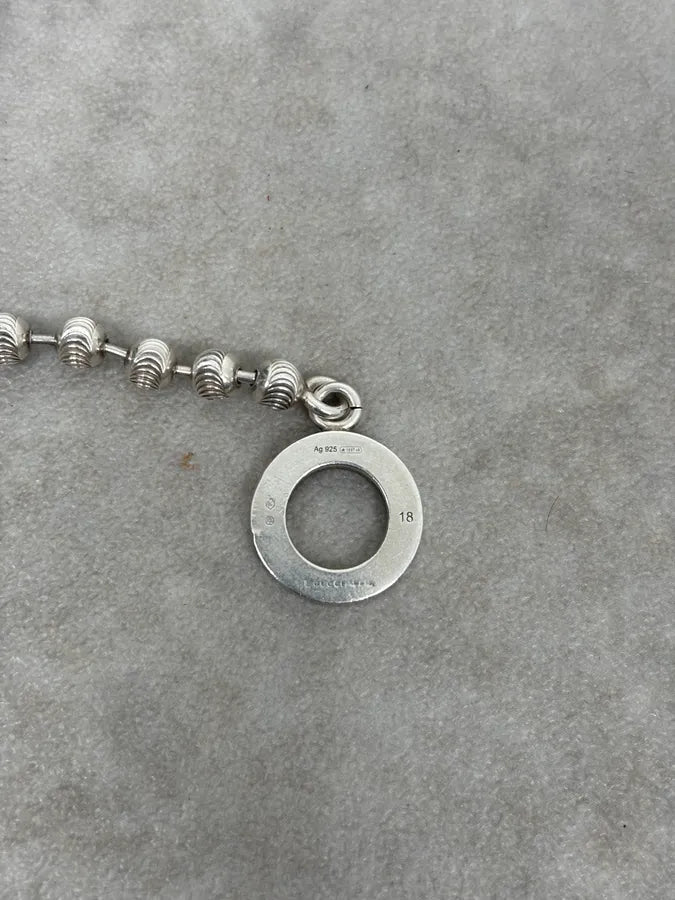 2000s Gucci Silver Textured Beaded Bracelet adgGkfT 5