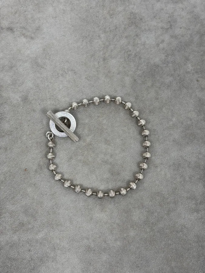 2000s Gucci Silver Textured Beaded Bracelet adgGkfT 4