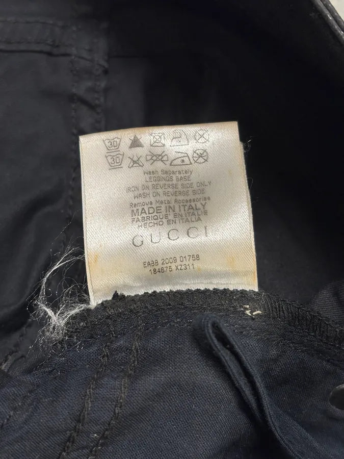 AW2009 Gucci Silver Waxed Black Black Chain Pants aizxGnk 9