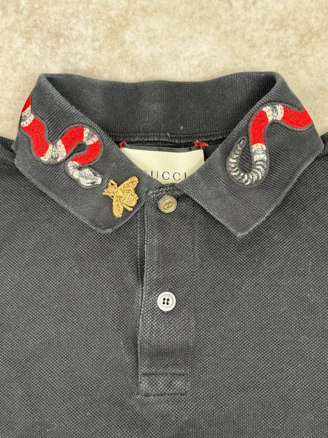Gucci Black Snake Polo Shirt DQLRNrU 6