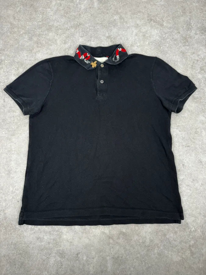 Gucci Black Snake Polo Shirt DQLRNrU 0